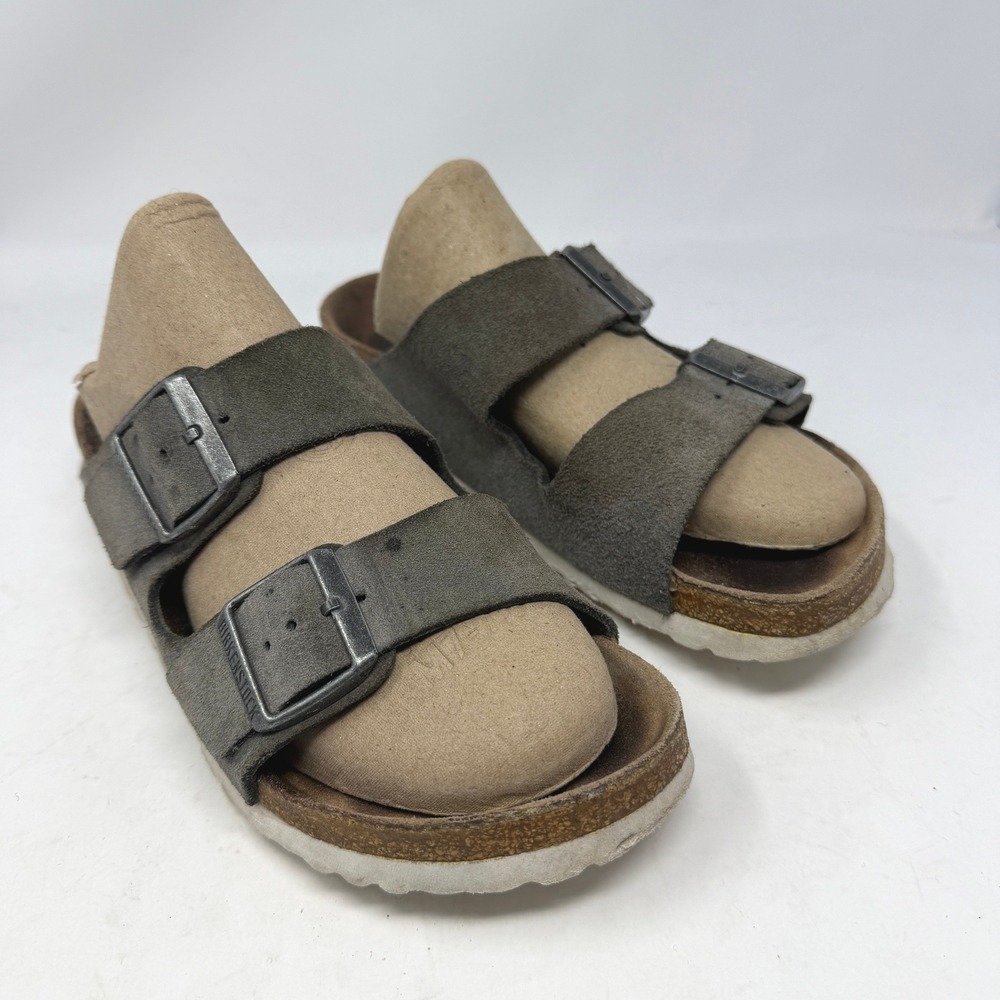 Birkenstock Arizona Sandals Size 42 Olive Green Suede Two Strap Good Condition
